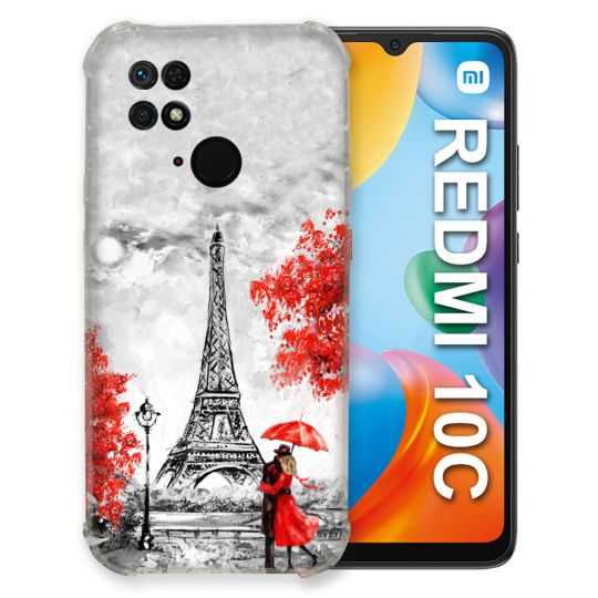 Coque Pour Xiaomi Redmi 10C Voyage France Paris Rouge