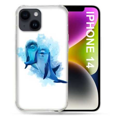 Coque Compatible MagSafe Pour Iphone 14 (6.1) Animal Dauphin Duo