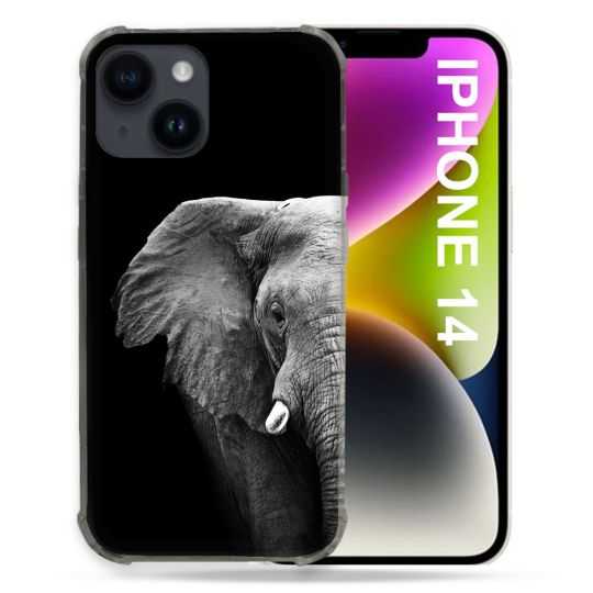 Coque Compatible MagSafe Pour Iphone 14 (6.1) Animal Elephant Noir