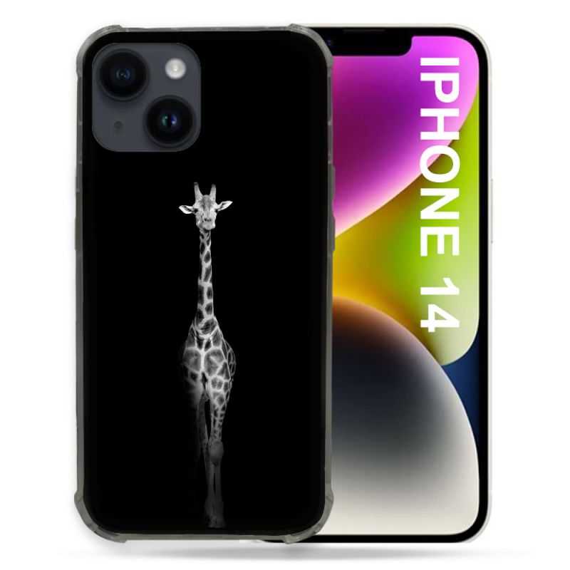 Coque Compatible MagSafe Pour Iphone 14 (6.1) Animal Girafe Noire
