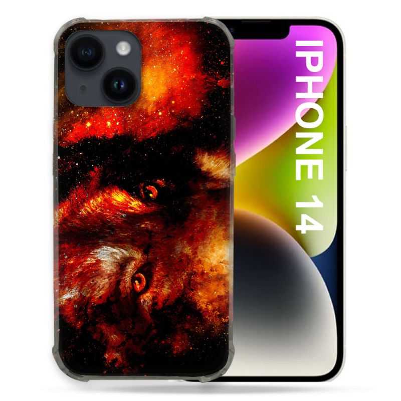 Coque Compatible MagSafe Pour Iphone 14 (6.1) Animal Loup Espace