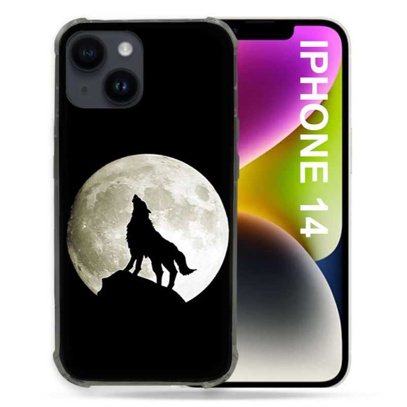 Coque Compatible MagSafe Pour Iphone 14 (6.1) Animal Loup Noir