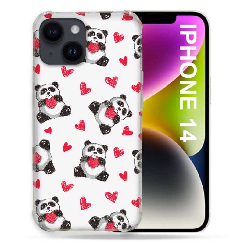 Coque Compatible MagSafe Pour Iphone 14 (6.1) Animal Panda Cœur