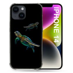 Coque Compatible MagSafe Pour Iphone 14 (6.1) Animal Tortue Noire multicolore