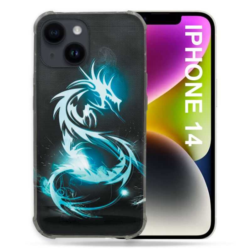Coque Compatible MagSafe Pour Iphone 14 (6.1) Fantastique Dragon Bleu