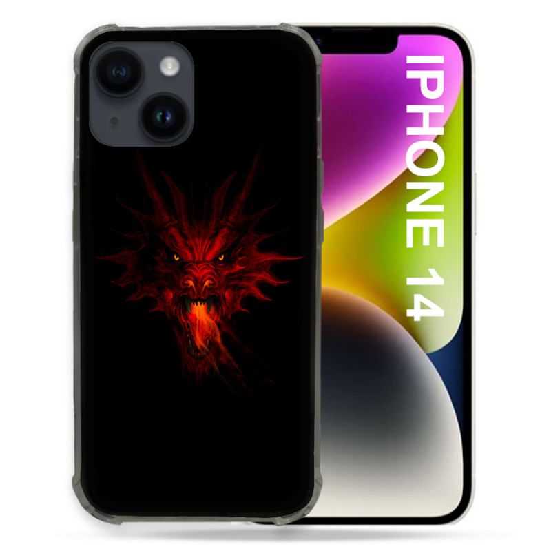 Coque Compatible MagSafe Pour Iphone 14 (6.1) Fantastique Dragon Feu
