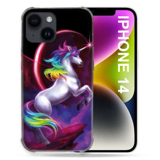 Coque Compatible MagSafe Pour Iphone 14 (6.1) Fantastique Licorne Arc en ciel