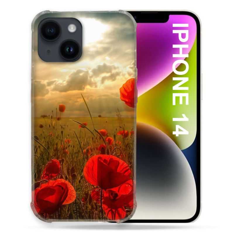 Coque Compatible MagSafe Pour Iphone 14 (6.1) Fleur Coquelicot
