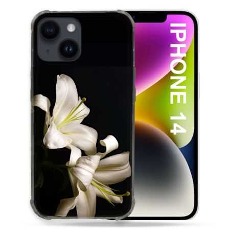 Coque Compatible MagSafe Pour Iphone 14 (6.1) Fleur Lys Noir
