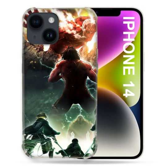 Coque Compatible MagSafe Pour Iphone 14 (6.1) Manga Attaque Titans Combat