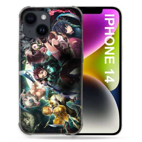 Coque Compatible MagSafe Pour Iphone 14 (6.1) Manga Demon Slayer Groupe