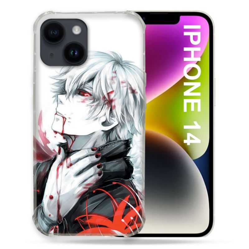 Coque Compatible MagSafe Pour Iphone 14 (6.1) Manga Tokyo Ghoul Kaneki Blanc