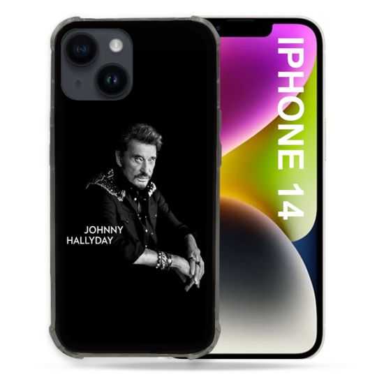 Coque Compatible MagSafe Pour Iphone 14 (6.1) Musique Johnny Hallyday Noir