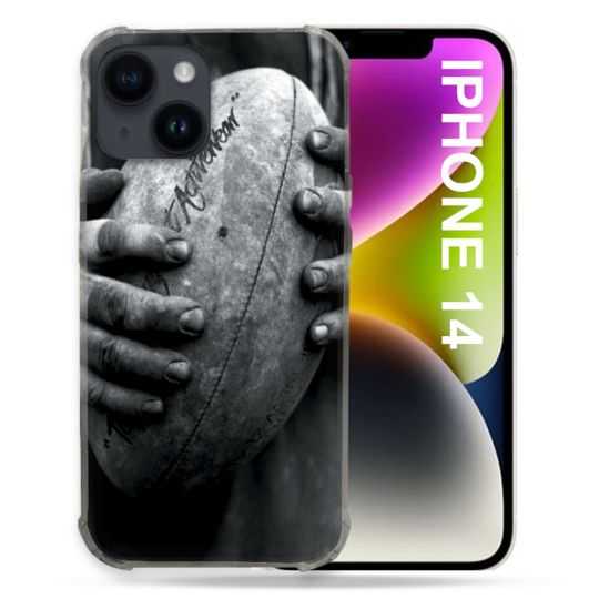 Coque Compatible MagSafe Pour Iphone 14 (6.1) Sport Rugby Ballon Vintage
