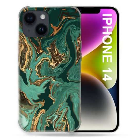 Coque Compatible MagSafe Pour Iphone 14 (6.1) Texture Marbre Vert