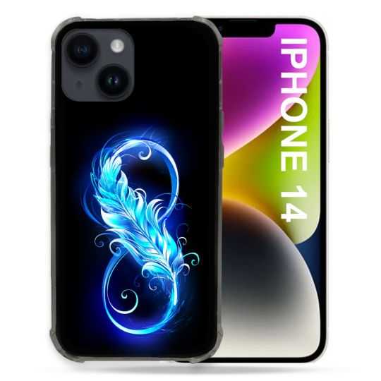 Coque Compatible MagSafe Pour Iphone 14 (6.1) Texture Plume Infini Bleu
