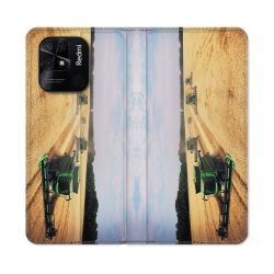 Housse cuir portefeuille Pour Xiaomi Redmi 10C Agriculture Moissonneuse