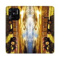 Housse cuir portefeuille Pour Xiaomi Redmi 10C Agriculture Tracteur Color