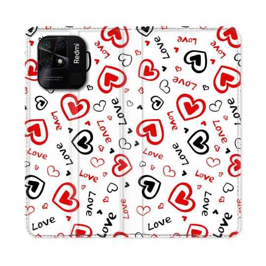 Housse cuir portefeuille Pour Xiaomi Redmi 10C Amour Love