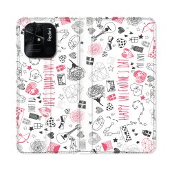 Housse cuir portefeuille Pour Xiaomi Redmi 10C Amour Valentines