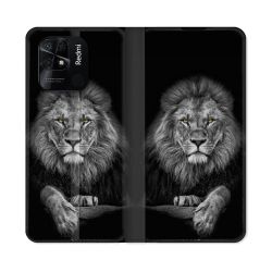 Housse cuir portefeuille Pour Xiaomi Redmi 10C Animal Lion Majestueux