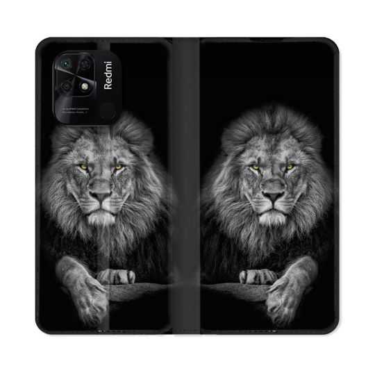 Housse cuir portefeuille Pour Xiaomi Redmi 10C Animal Lion Majestueux