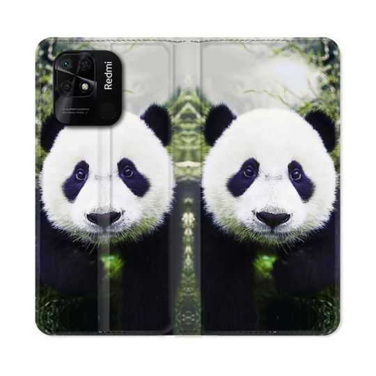 Housse cuir portefeuille Pour Xiaomi Redmi 10C Animal Panda Color