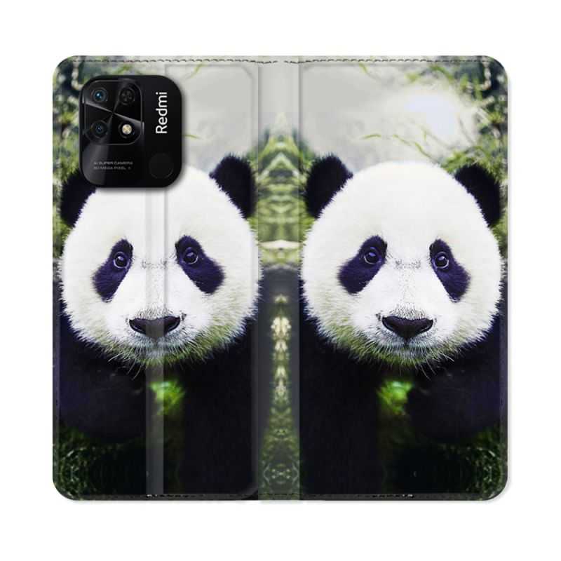 Housse cuir portefeuille Pour Xiaomi Redmi 10C Animal Panda Color