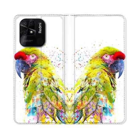 Housse cuir portefeuille Pour Xiaomi Redmi 10C Animal Perroquet Jaune