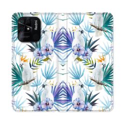 Housse cuir portefeuille Pour Xiaomi Redmi 10C Animal Perroquet Peinture