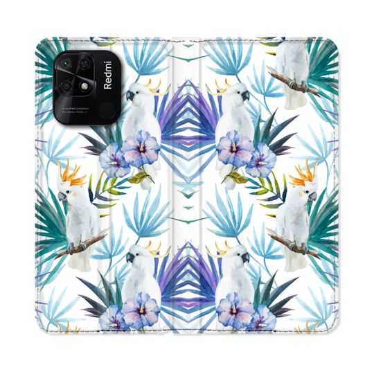 Housse cuir portefeuille Pour Xiaomi Redmi 10C Animal Perroquet Peinture