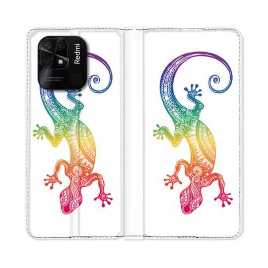 Housse cuir portefeuille Pour Xiaomi Redmi 10C Animal Salamandre Color