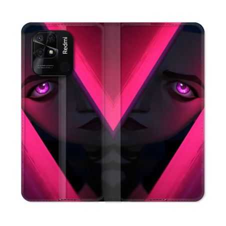 Housse cuir portefeuille Pour Xiaomi Redmi 10C Arcane Jynx Rose