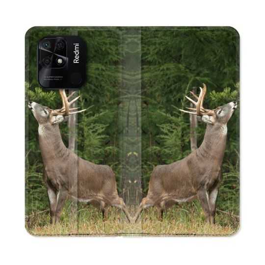 Housse cuir portefeuille Pour Xiaomi Redmi 10C Chasse Cerf
