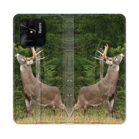 Housse cuir portefeuille Pour Xiaomi Redmi 10C Chasse Cerf