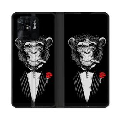 Housse cuir portefeuille Pour Xiaomi Redmi 10C Decale Singe Mafia