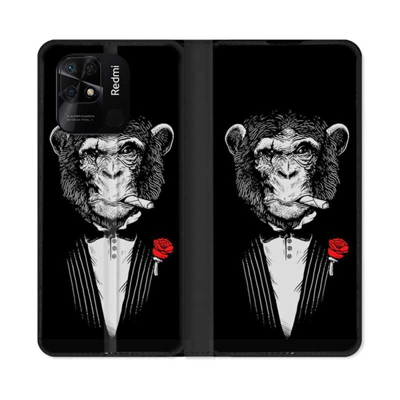 Housse cuir portefeuille Pour Xiaomi Redmi 10C Decale Singe Mafia