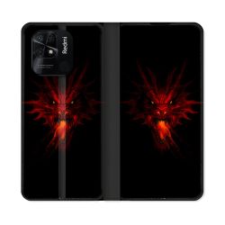 Housse cuir portefeuille Pour Xiaomi Redmi 10C Fantastique Dragon Feu