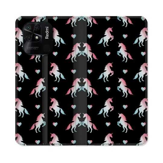 Housse cuir portefeuille Pour Xiaomi Redmi 10C Fantastique Licorne Pattern