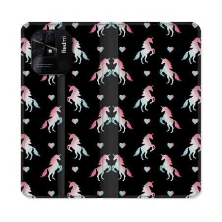Housse cuir portefeuille Pour Xiaomi Redmi 10C Fantastique Licorne Pattern