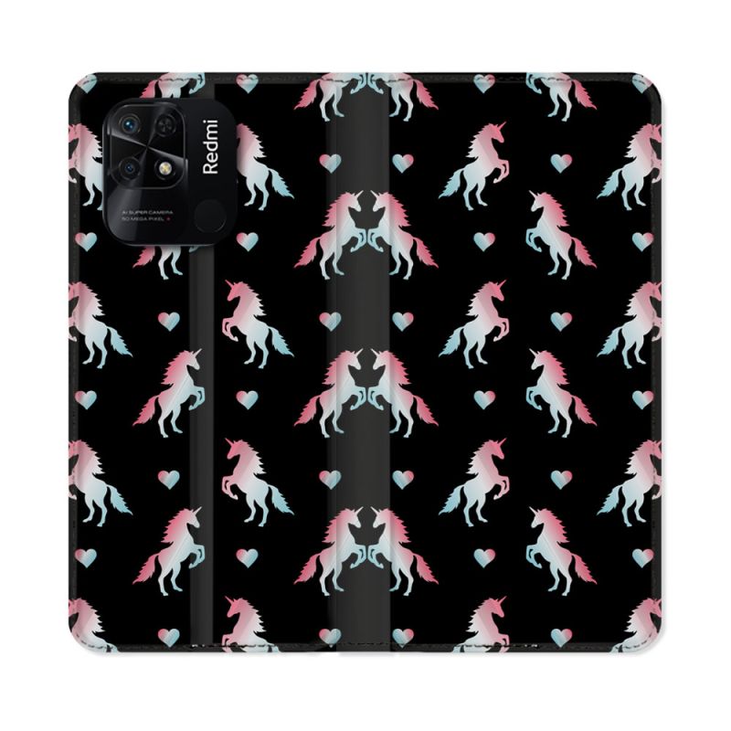 Housse cuir portefeuille Pour Xiaomi Redmi 10C Fantastique Licorne Pattern
