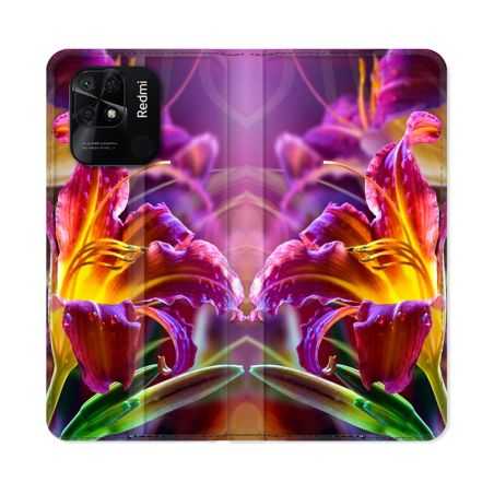 Housse cuir portefeuille Pour Xiaomi Redmi 10C Fleur Lys Color