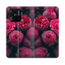 Housse cuir portefeuille Pour Xiaomi Redmi 10C Fleur Pivoine