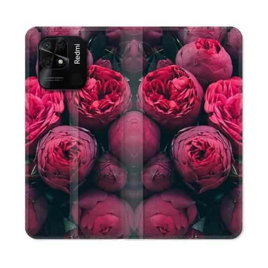 Housse cuir portefeuille Pour Xiaomi Redmi 10C Fleur Pivoine