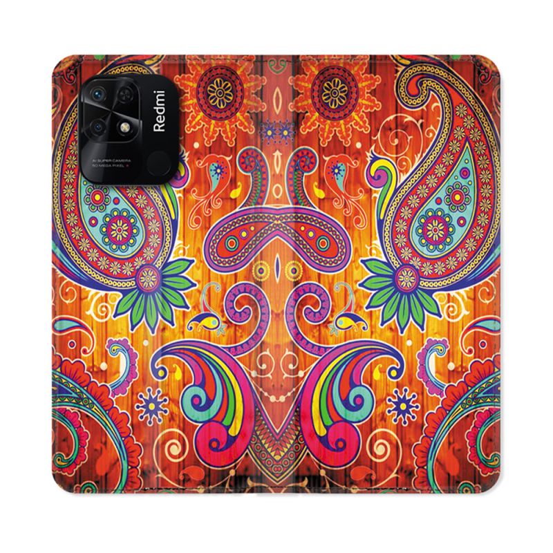 Housse cuir portefeuille Pour Xiaomi Redmi 10C Fleur Psychedelic
