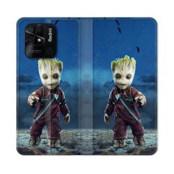 Housse cuir portefeuille Pour Xiaomi Redmi 10C Groot Bleu