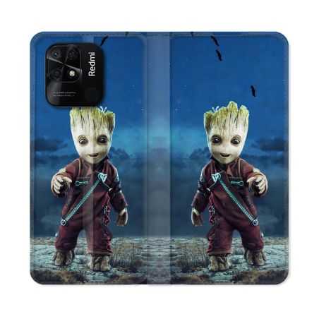 Housse cuir portefeuille Pour Xiaomi Redmi 10C Groot Bleu