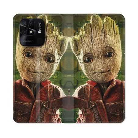 Housse cuir portefeuille Pour Xiaomi Redmi 10C Groot Vert