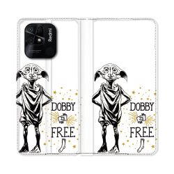 Housse cuir portefeuille Pour Xiaomi Redmi 10C Harry Potter Dobby Free Blanc