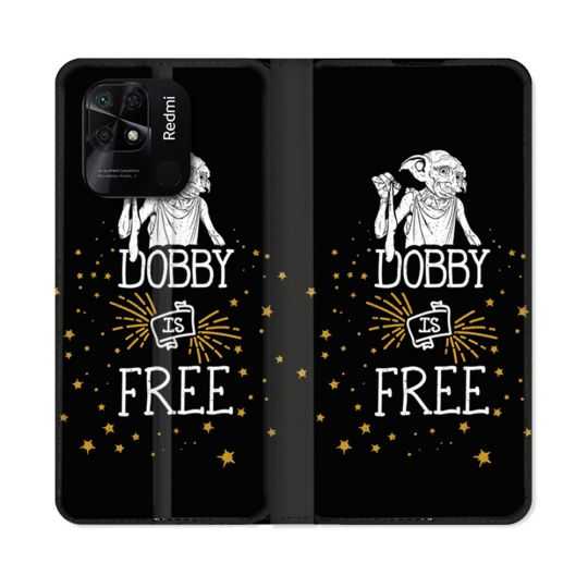 Housse cuir portefeuille Pour Xiaomi Redmi 10C Harry Potter Dobby Free Noir